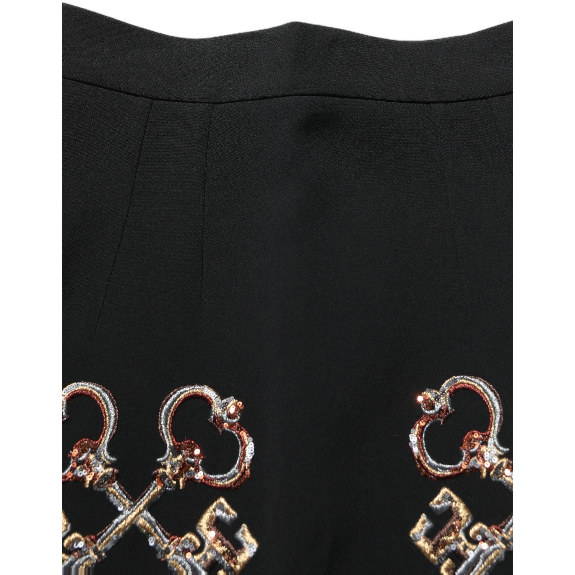 Dolce & Gabbana Black Floral Embellished A-line Mini Skirt