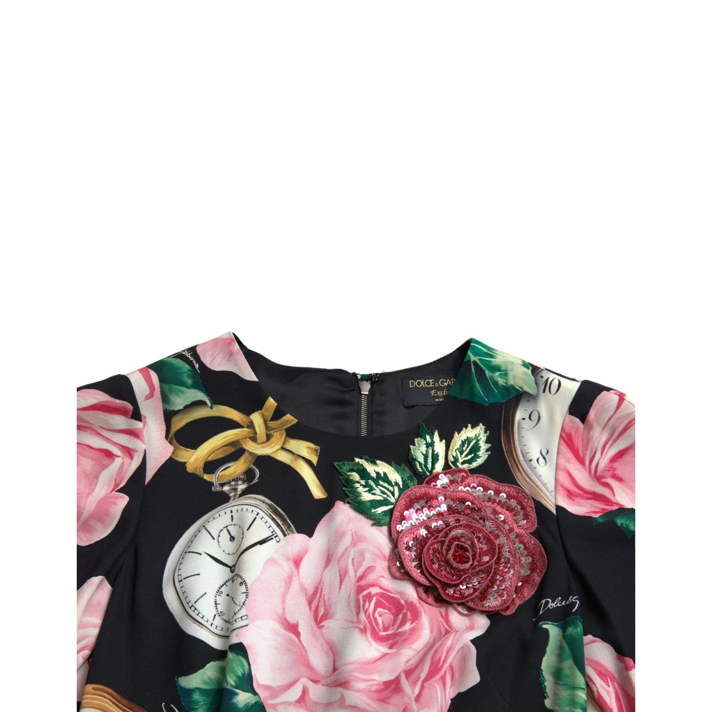 Dolce & Gabbana Black Floral Embellished Lace A-line Dress