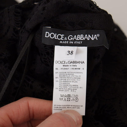 Dolce & Gabbana Black Floral Lace Pullover Sicily Blouse