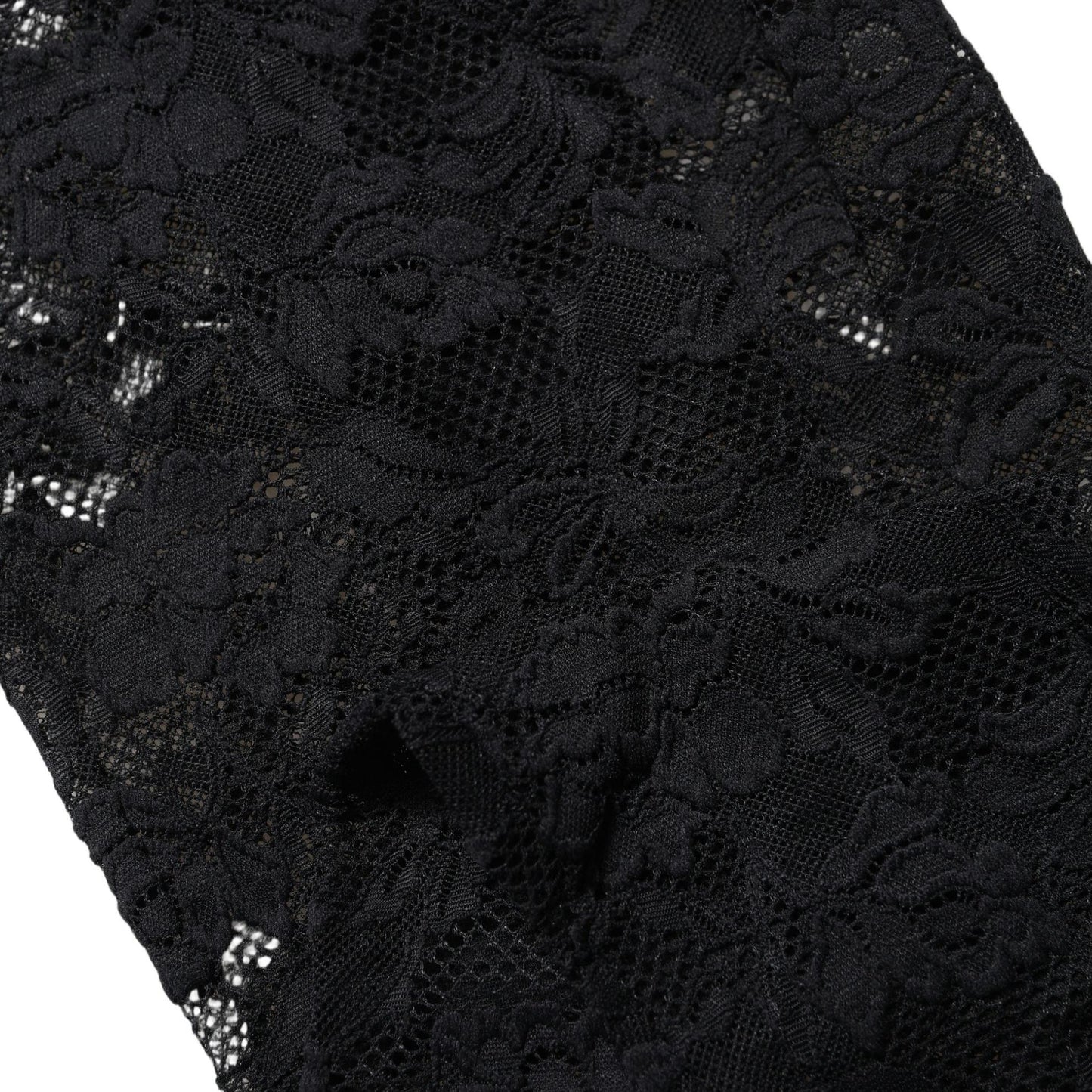 Dolce & Gabbana Black Floral Lace Thigh High Stockings Socks