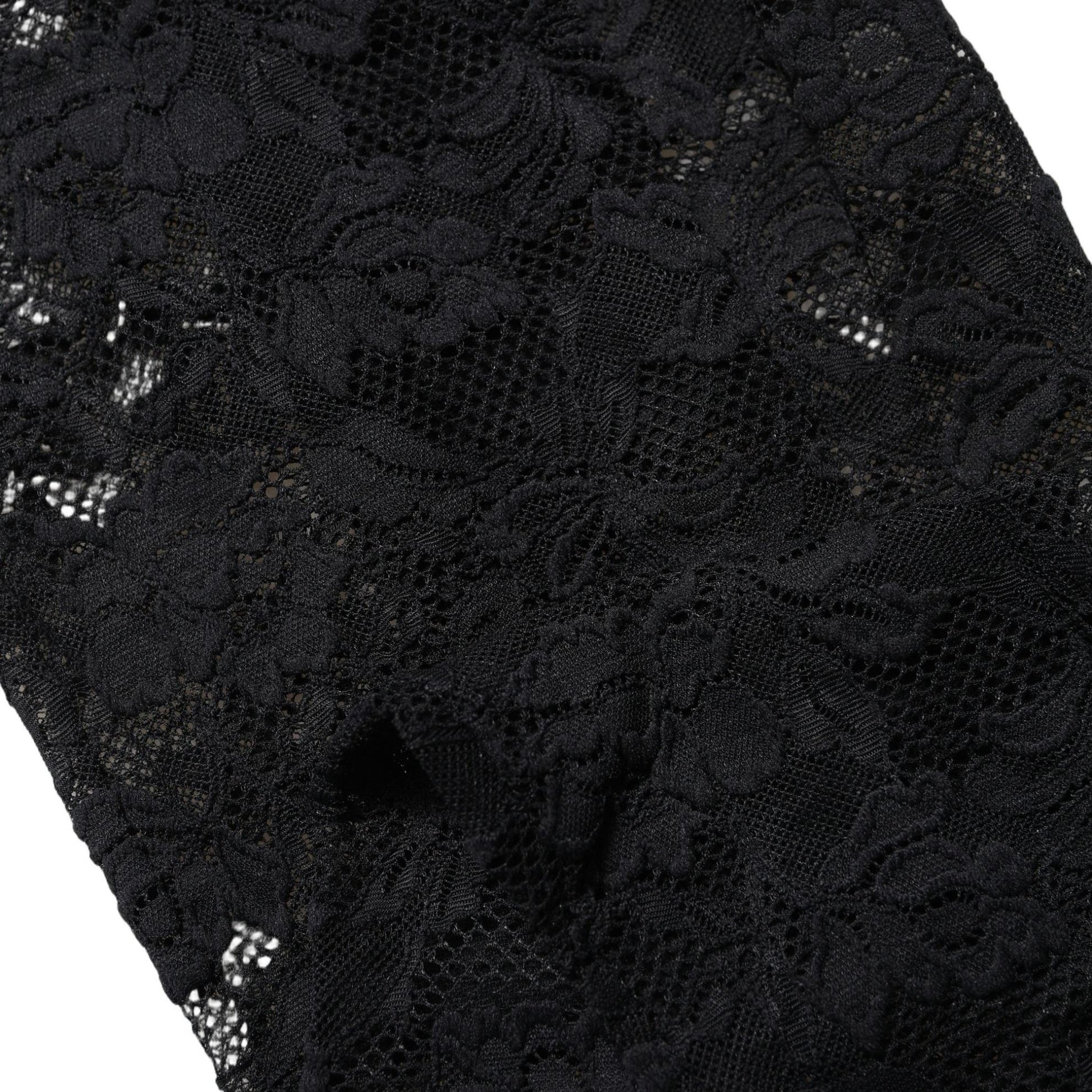Dolce & Gabbana Black Floral Lace Thigh High Stockings Socks