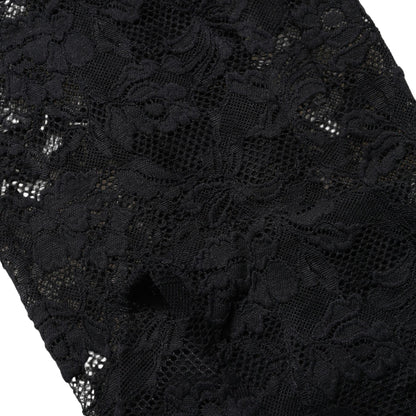 Dolce & Gabbana Black Floral Lace Thigh High Stockings Socks