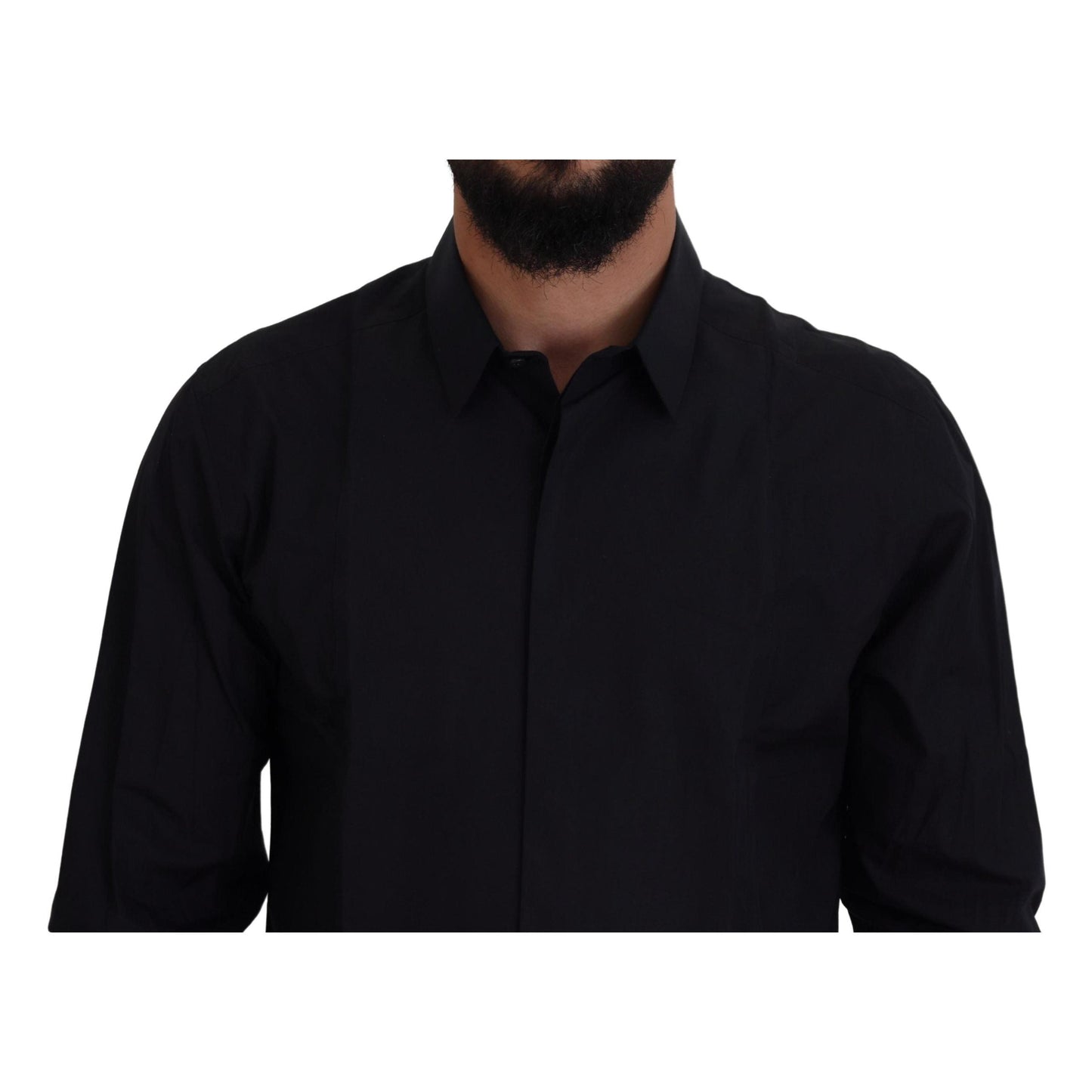 Dolce & Gabbana Black Gold Cotton Slim Fit Dress Mens Shirt