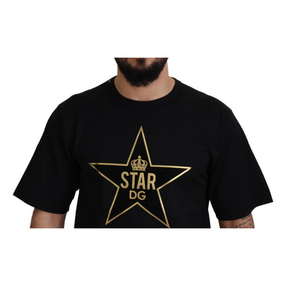Dolce & Gabbana Black Gold STAR Crown DG Cotton Crewneck T-shirt