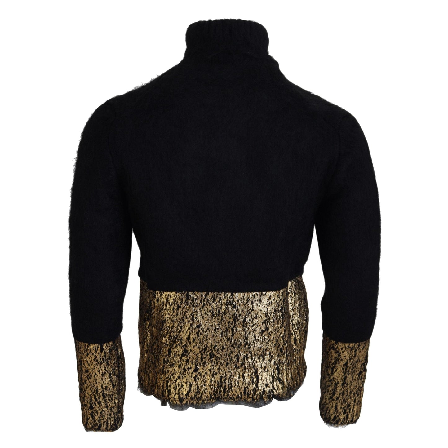 Dolce & Gabbana Black Gold Turtleneck Mohair Pullover Mens Sweater