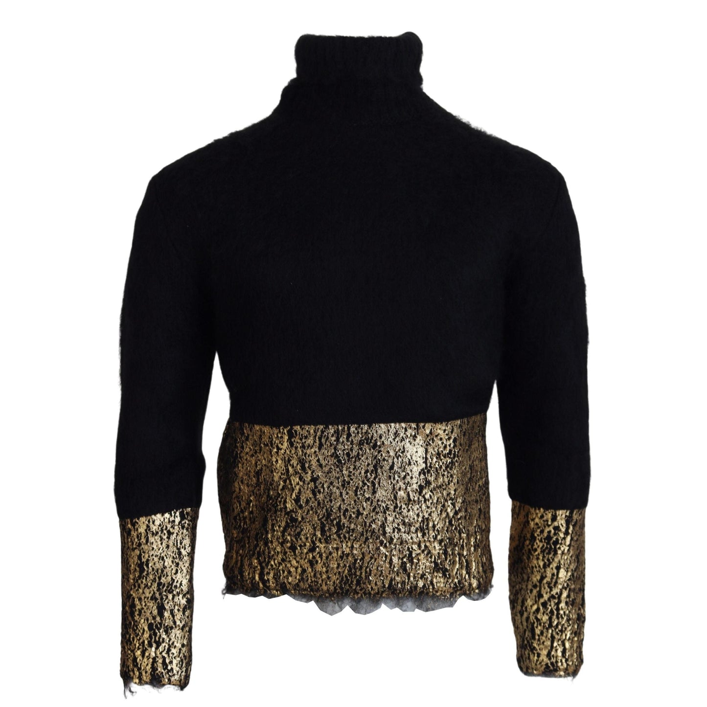 Dolce & Gabbana Black Gold Turtleneck Mohair Pullover Mens Sweater