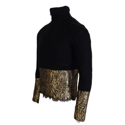 Dolce & Gabbana Black Gold Turtleneck Mohair Pullover Mens Sweater