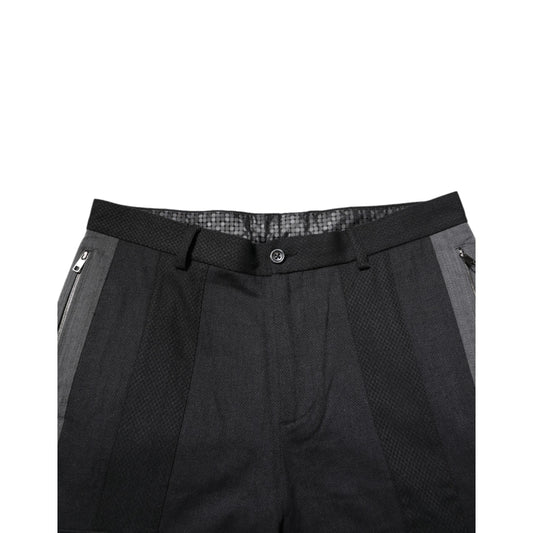 Dolce & Gabbana Black Gray Cotton Dress Formal Trouser Pants