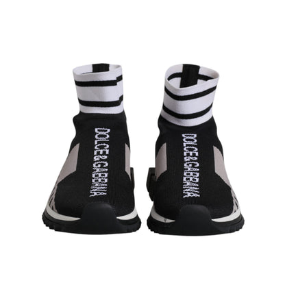 Dolce & Gabbana Black Gray Sorrento Socks Women Sneakers Shoes