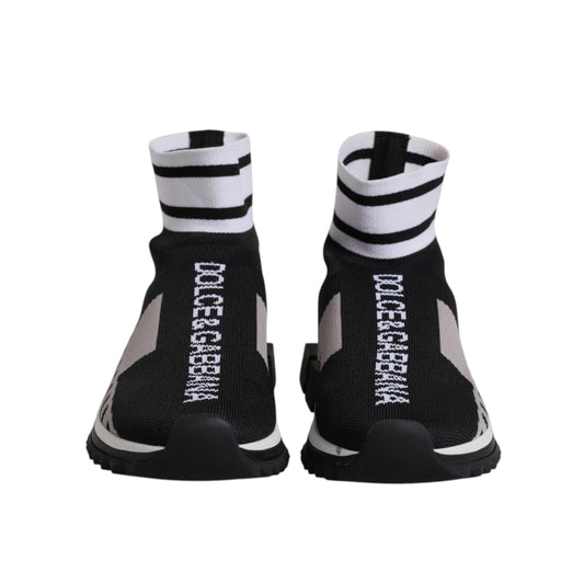 Dolce & Gabbana Black Gray Sorrento Socks Women Sneakers Shoes