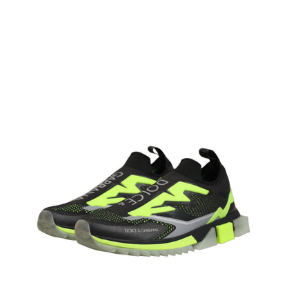 Dolce & Gabbana Black Green Sorrento Low Top Sneakers Shoes