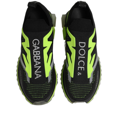Dolce & Gabbana Black Green Sorrento Low Top Sneakers Shoes
