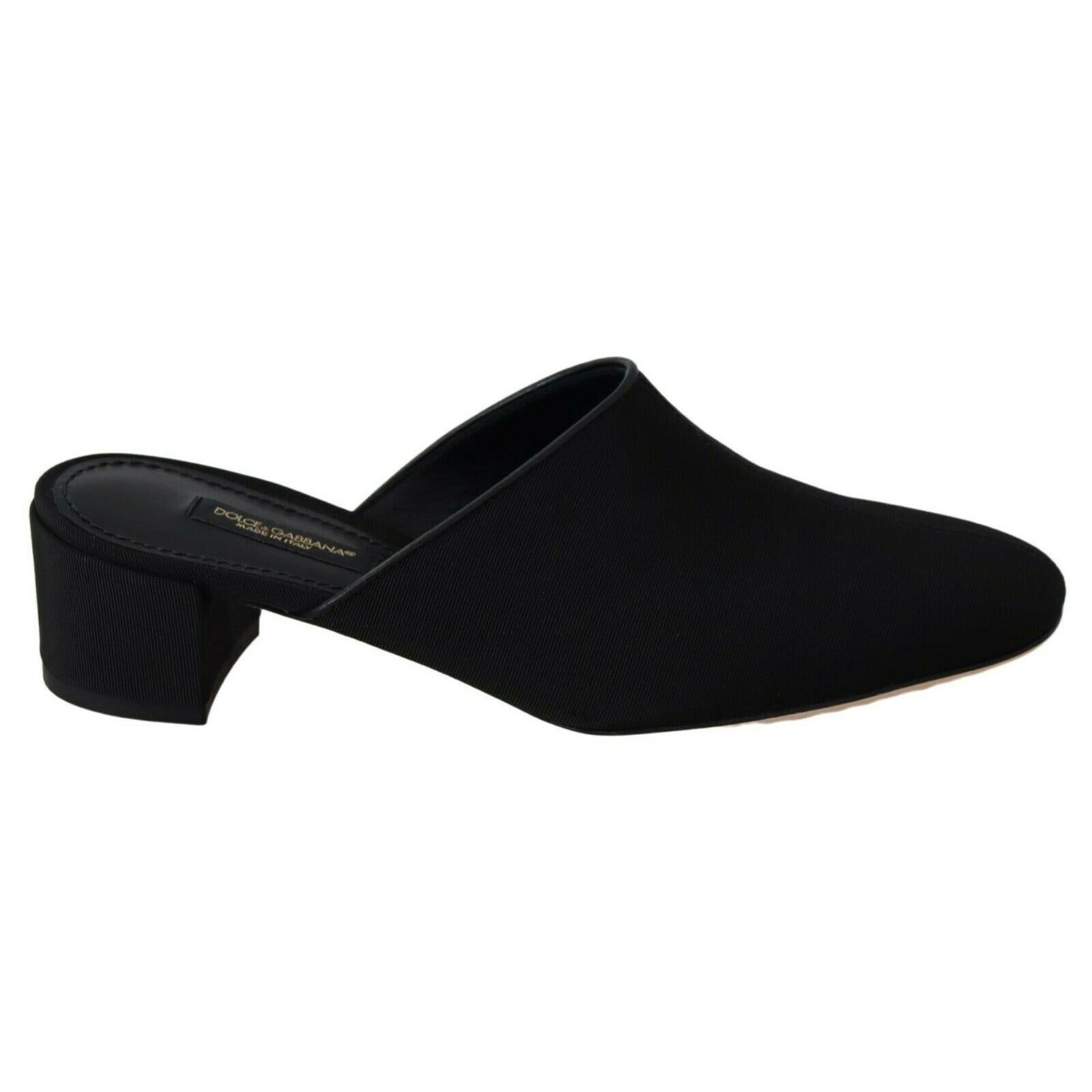 Dolce & Gabbana Black Grosgrain Slides Sandals Women Shoes