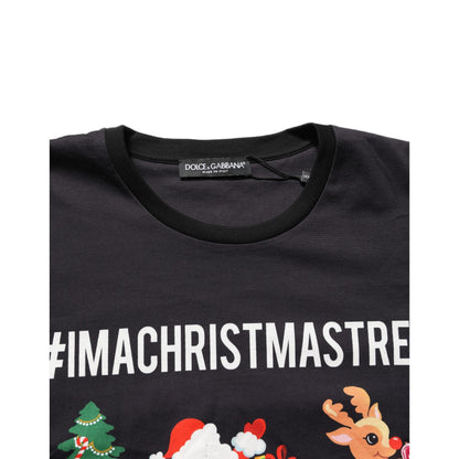 Dolce & Gabbana Black #IAMACHRISTMASTREE Print Cotton T-shirt
