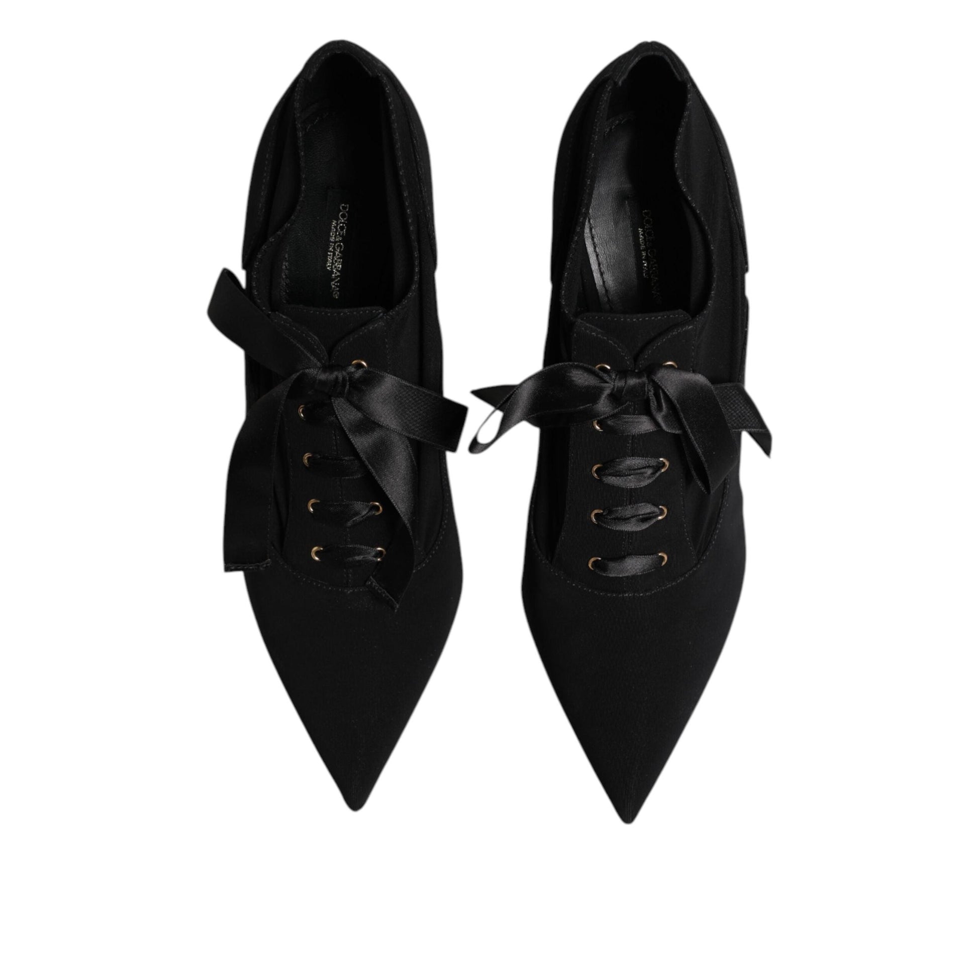 Dolce & Gabbana Black Lace Up Stiletto Heels Pumps Shoes