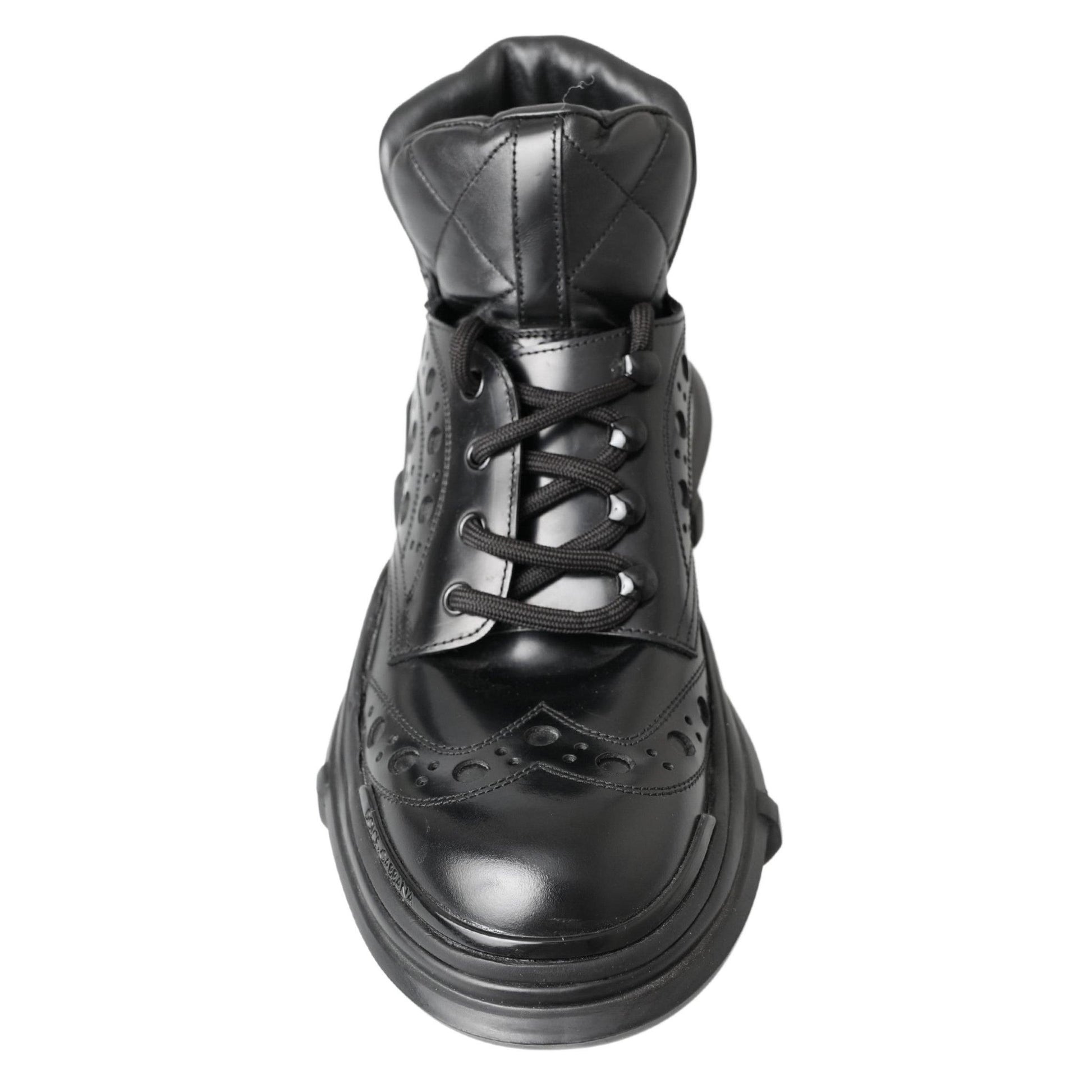 Dolce & Gabbana Black Leather Ankle Casual Boots