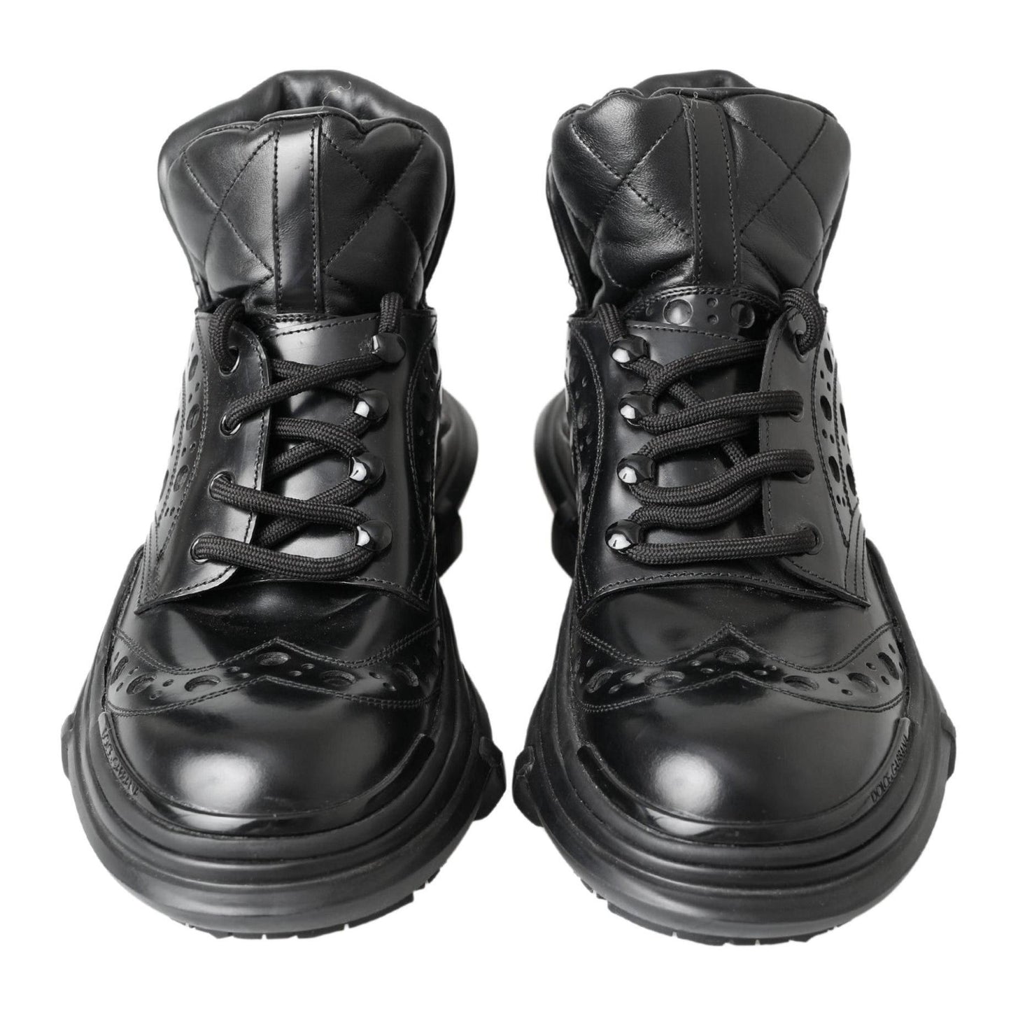 Dolce & Gabbana Black Leather Ankle Casual Boots