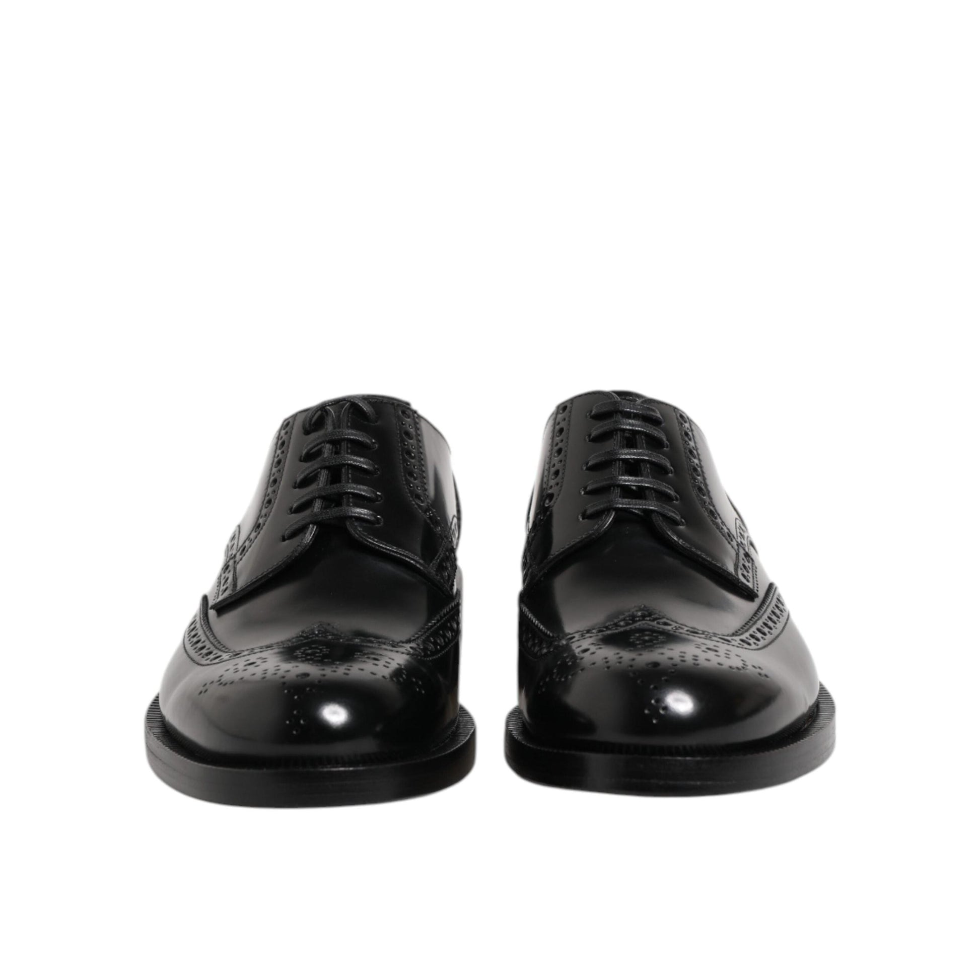 Dolce & Gabbana Black Leather Derby Wingtip Formal Shoes