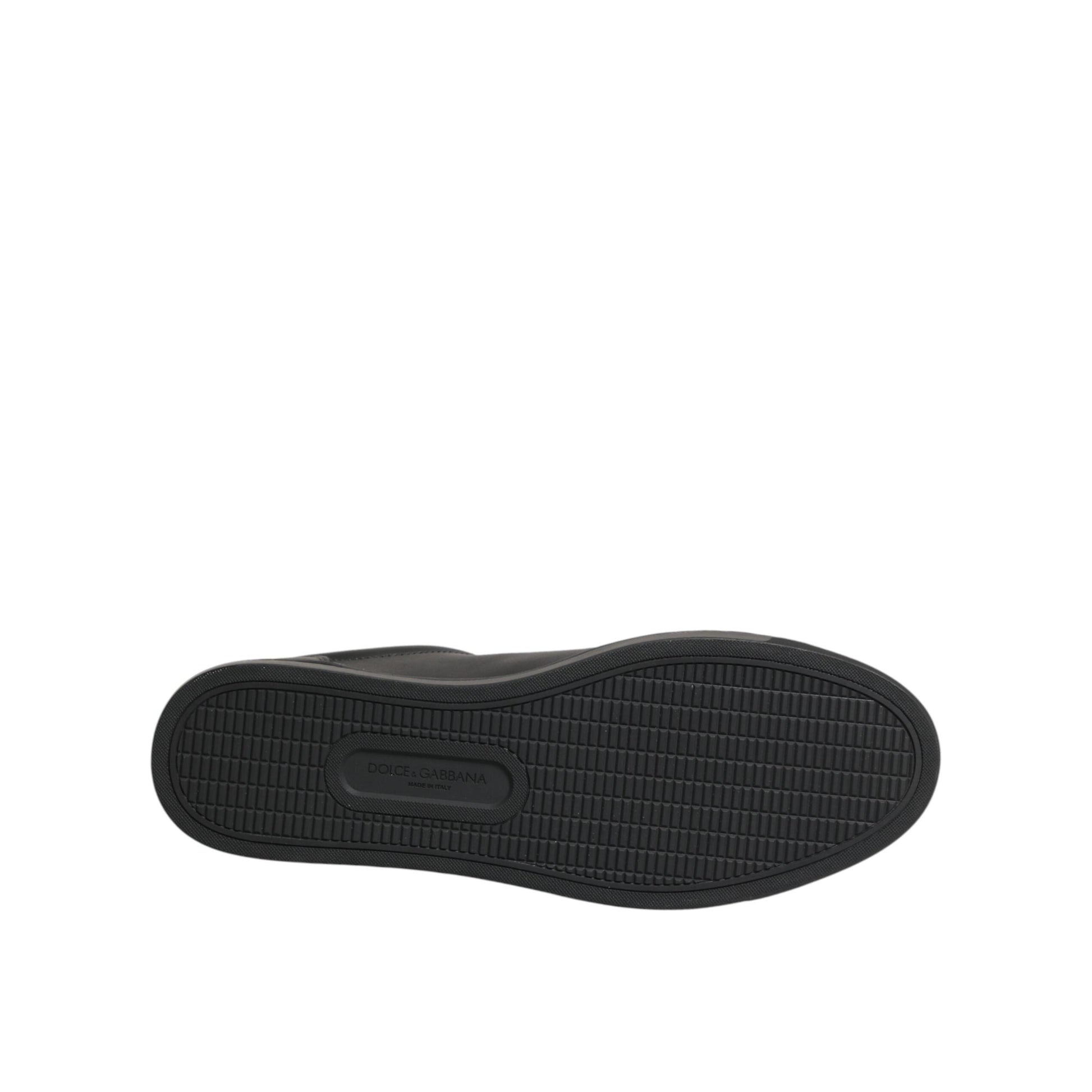 Dolce & Gabbana Black Leather Heart Embellished Sneakers Shoes