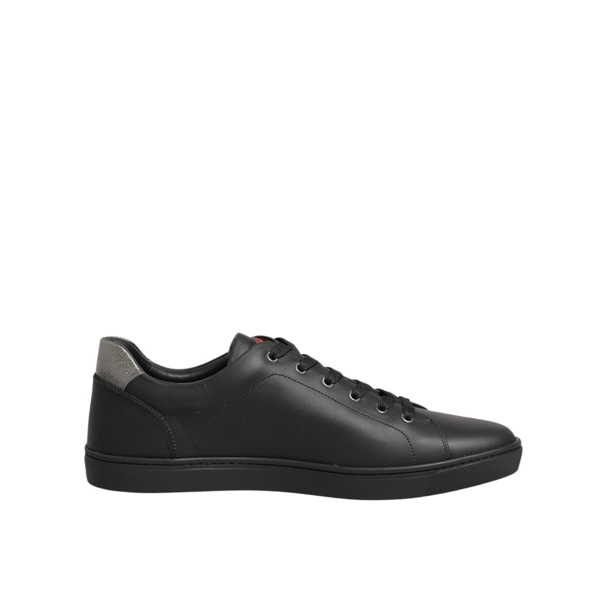 Dolce & Gabbana Black Leather Heart Embellished Sneakers Shoes