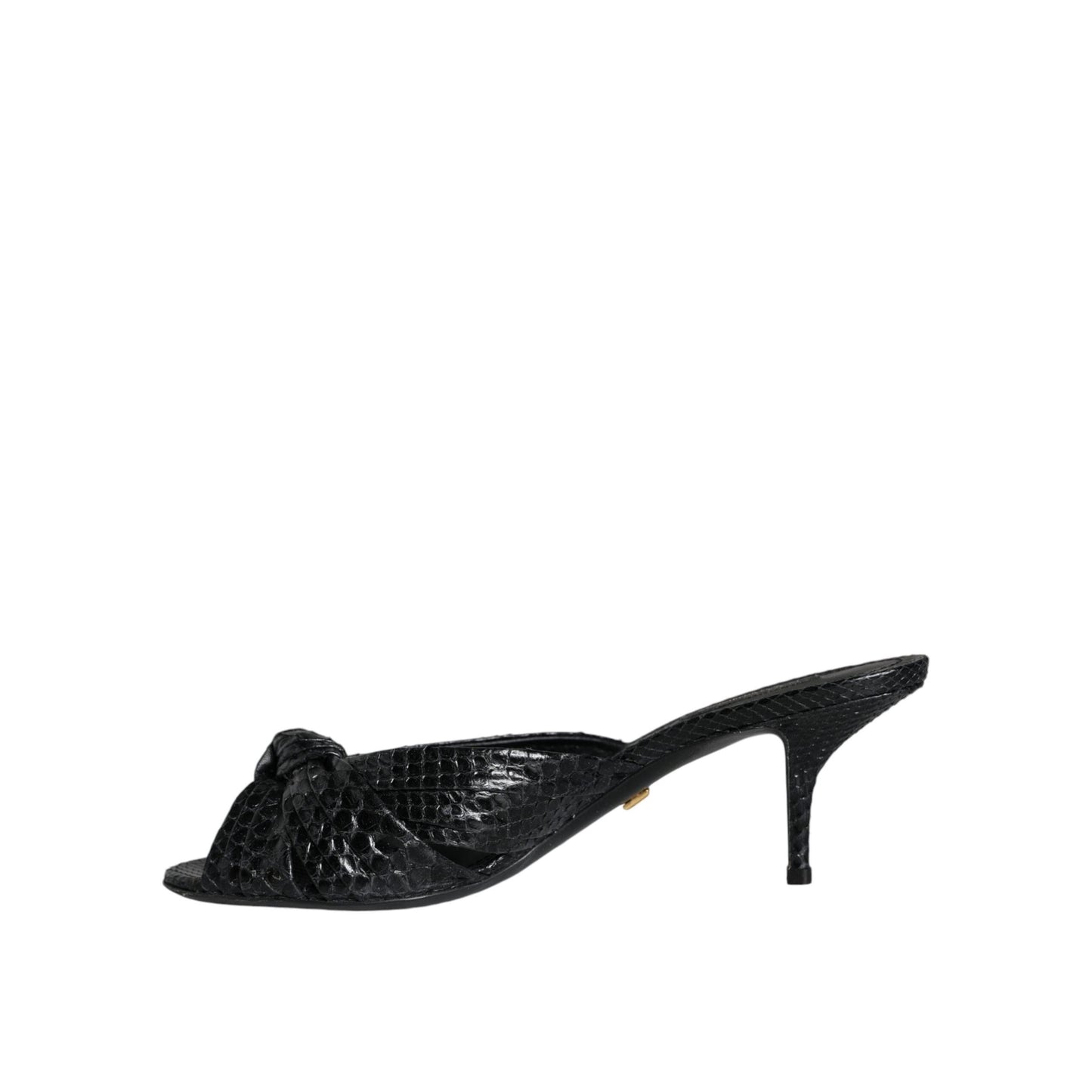 Dolce & Gabbana Black Leather Heels Slides Sandals Shoes