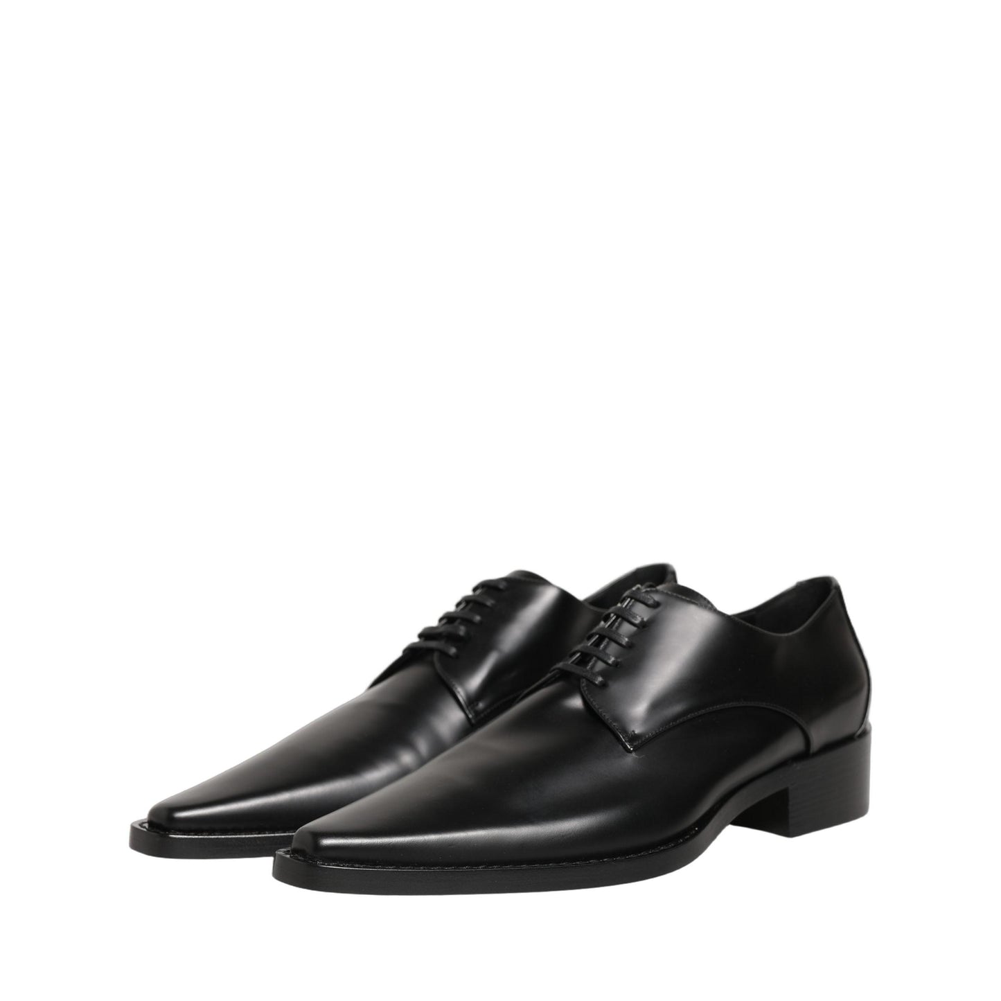 Dolce & Gabbana Black Leather Lace Up Derby Dress Shoes
