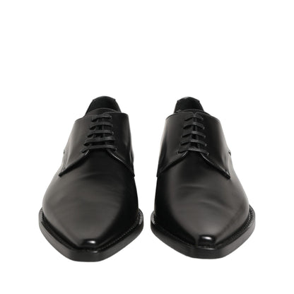 Dolce & Gabbana Black Leather Lace Up Derby Dress Shoes