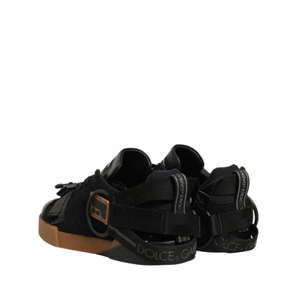 Dolce & Gabbana Black Leather Low Trainers Men Sneakers Shoes