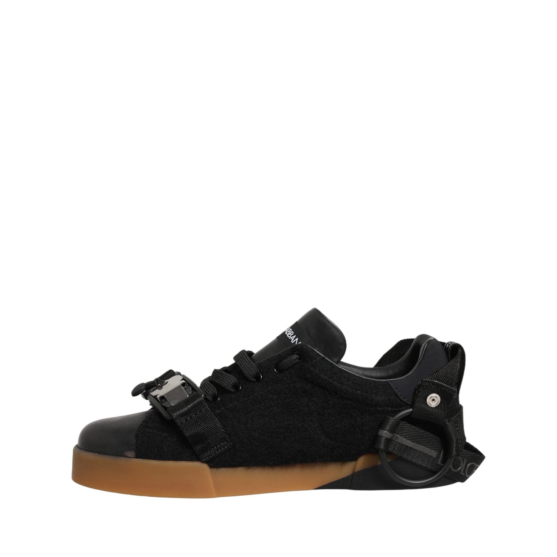 Dolce & Gabbana Black Leather Low Trainers Men Sneakers Shoes