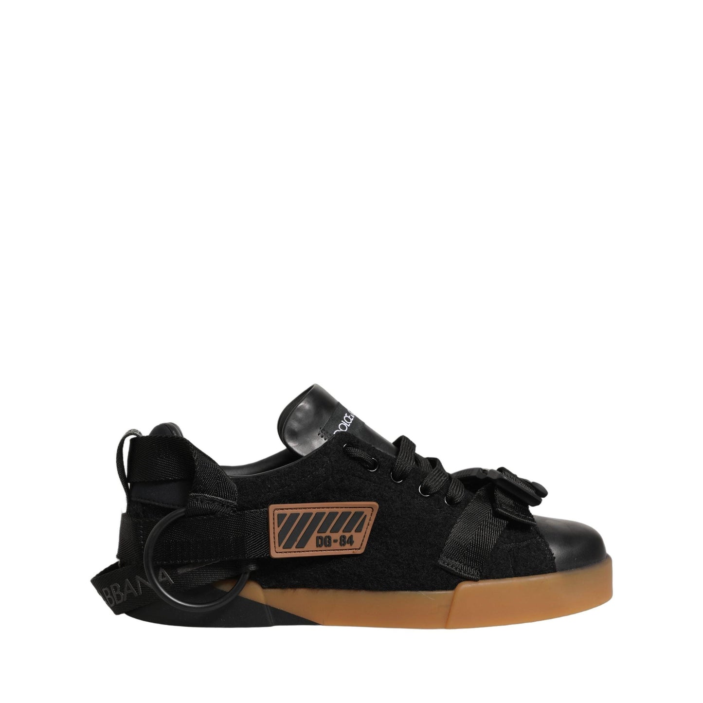 Dolce & Gabbana Black Leather Low Trainers Men Sneakers Shoes