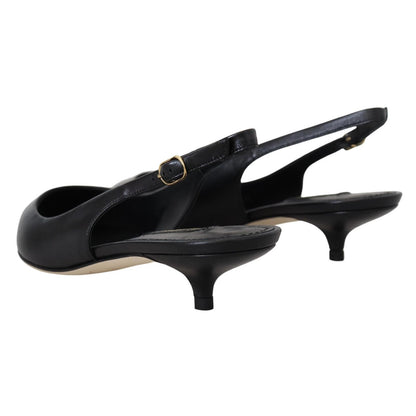 Dolce & Gabbana Black Leather Slingbacks Heels Pumps Shoes