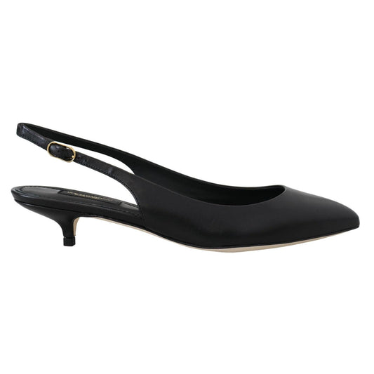 Dolce & Gabbana Black Leather Slingbacks Heels Pumps Shoes