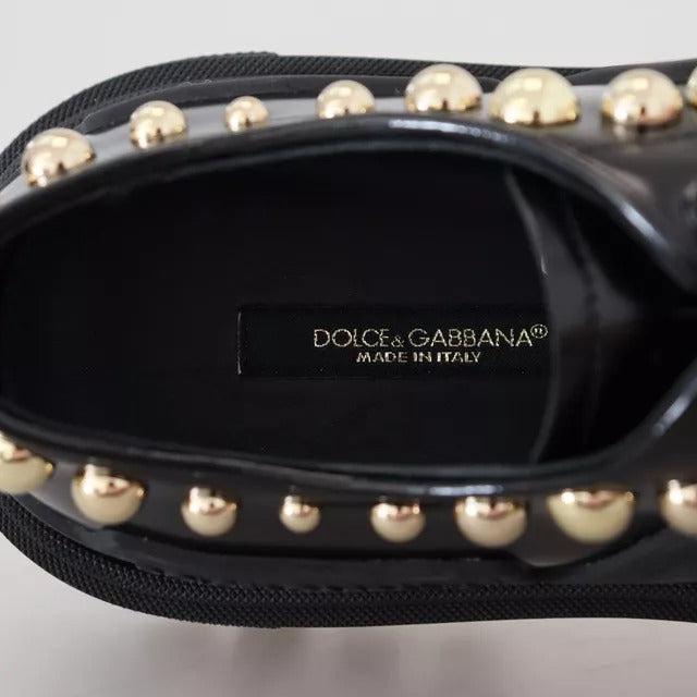 Dolce & Gabbana Black Leather Trekking Derby Embellished Shoes