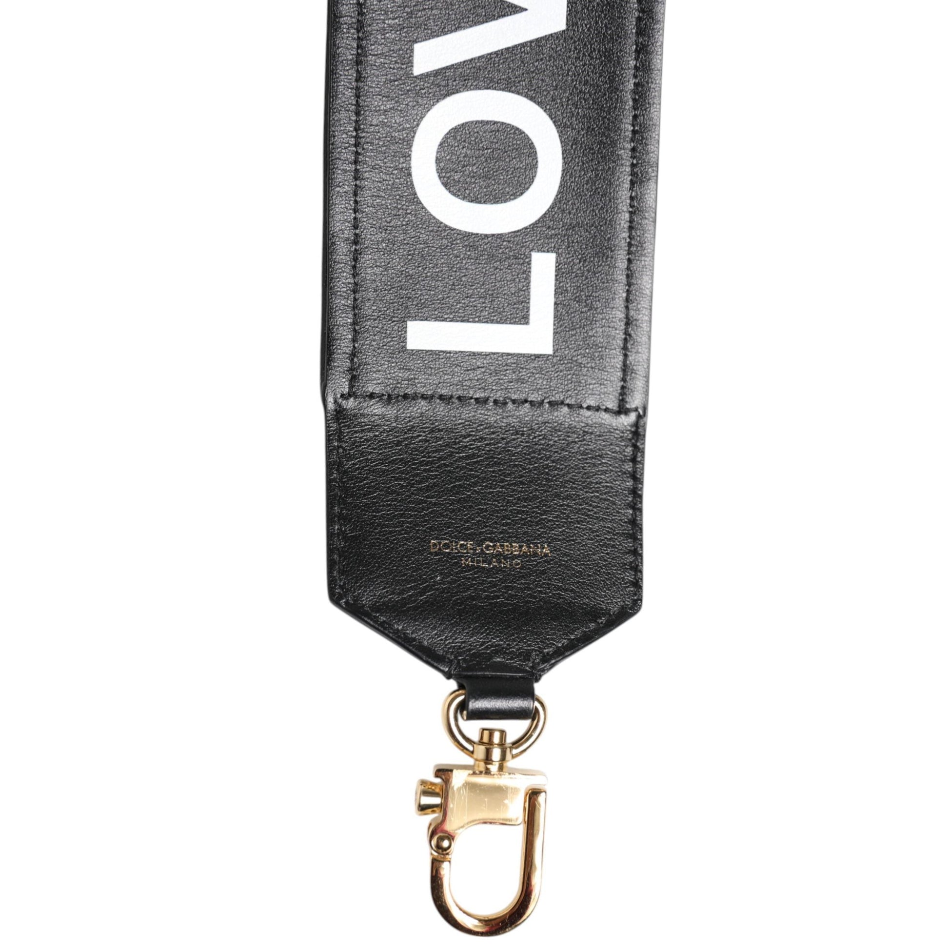Dolce & Gabbana Black Leopard Print Reversible Bag Shoulder Strap