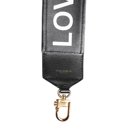 Dolce & Gabbana Black Leopard Print Reversible Bag Shoulder Strap