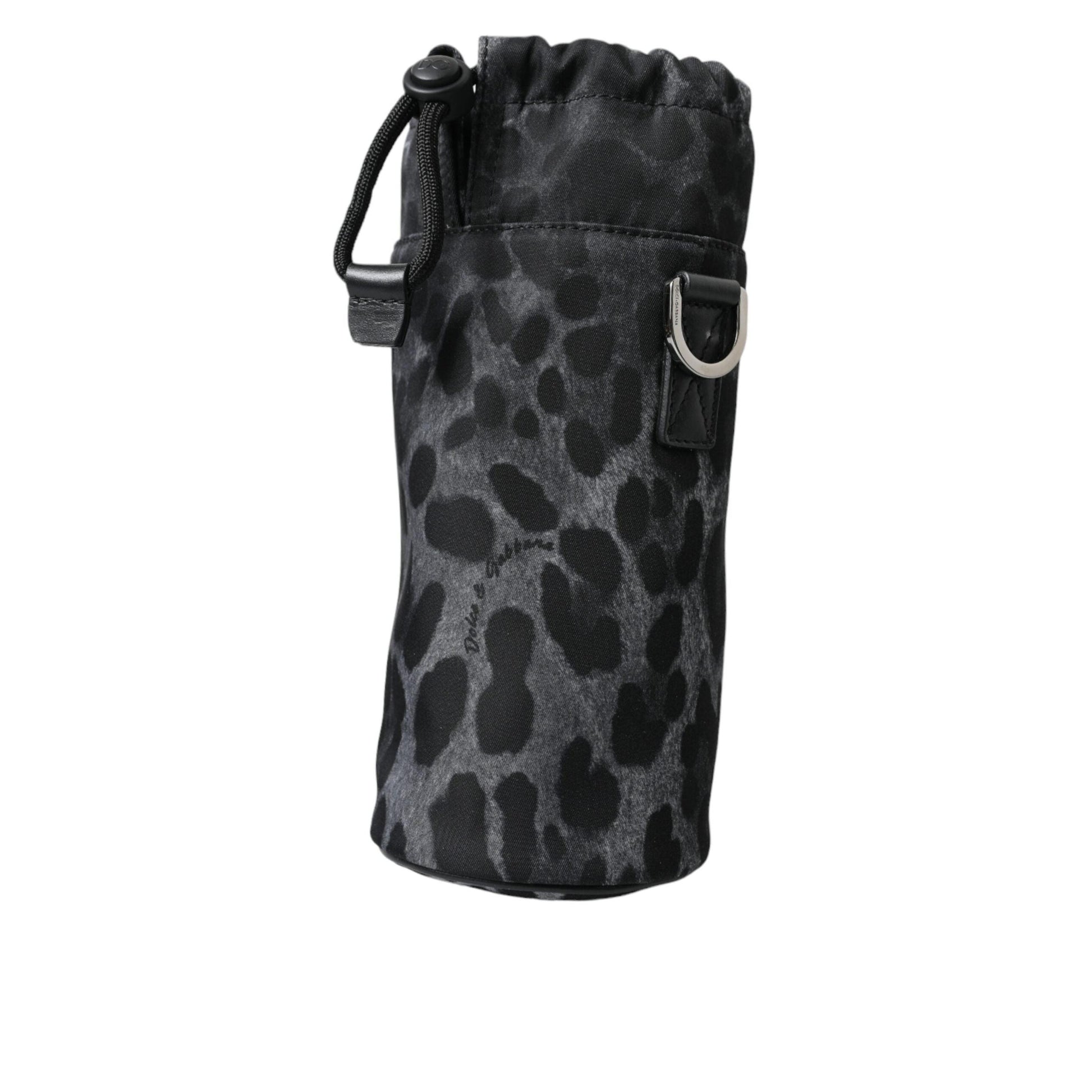 Dolce & Gabbana Black Leopard Round Slim Tote Bottle Cage Bag