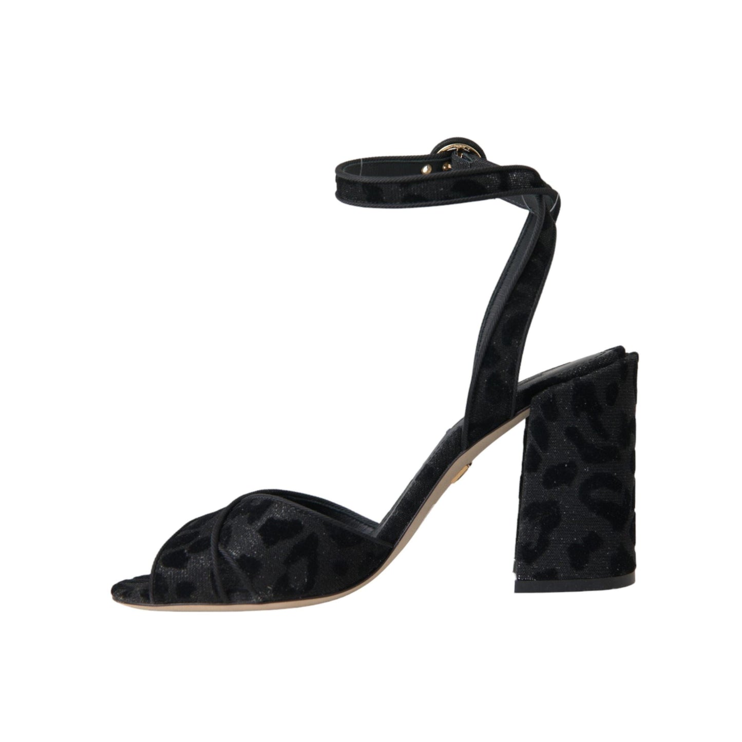 Dolce & Gabbana Black Leopard Suede Heels Sandals Shoes
