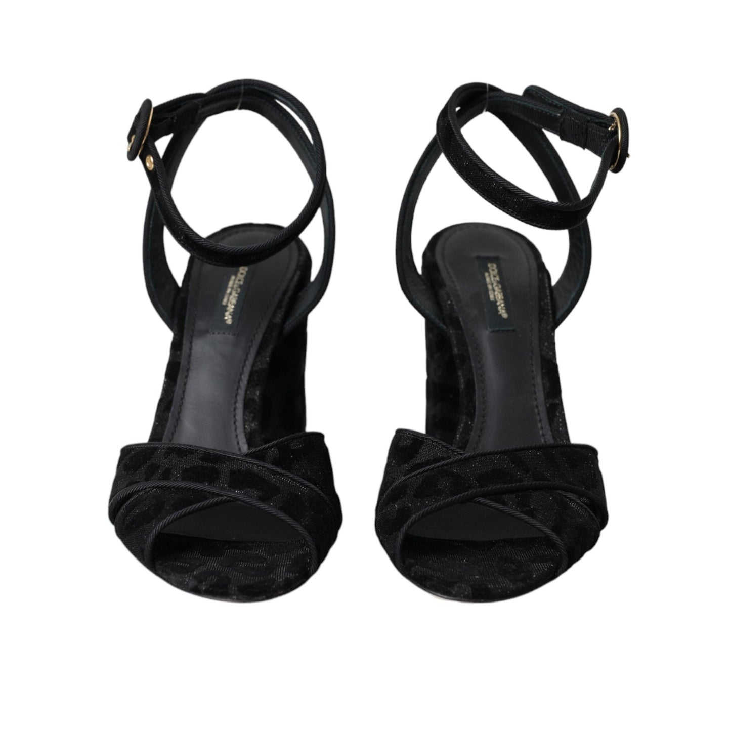 Dolce & Gabbana Black Leopard Suede Heels Sandals Shoes
