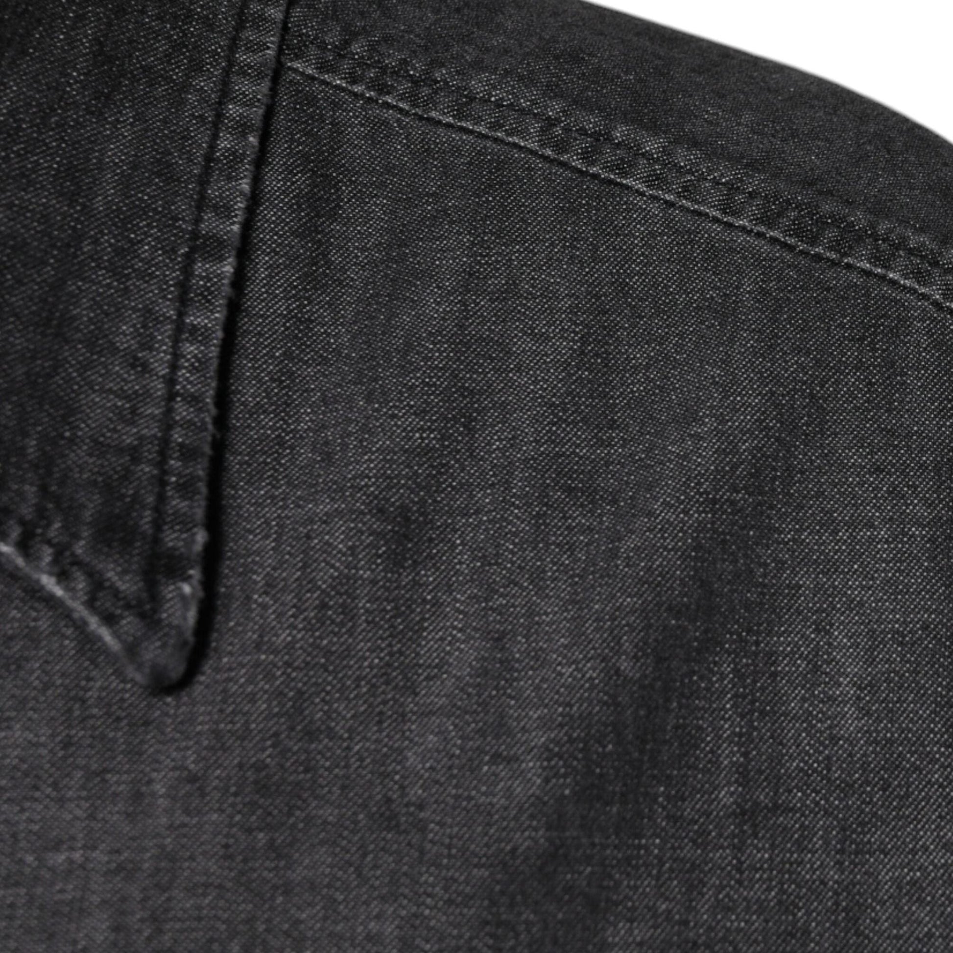 Dolce & Gabbana Black Logo Cotton Button Down Denim Shirt