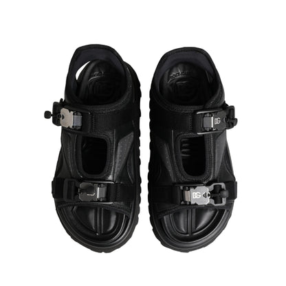 Dolce & Gabbana Black Logo Detailed Men Chunky Sandals Shoes