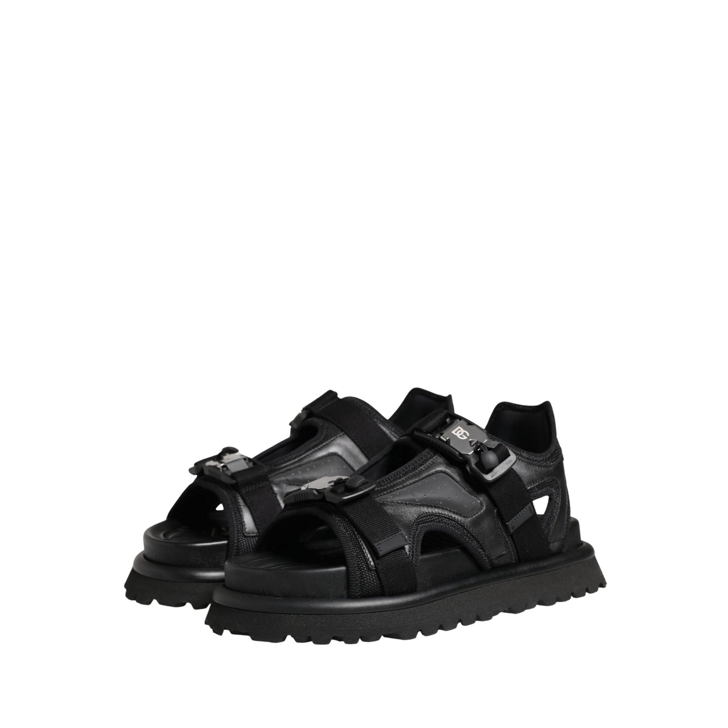 Dolce & Gabbana Black Logo Detailed Men Chunky Sandals Shoes