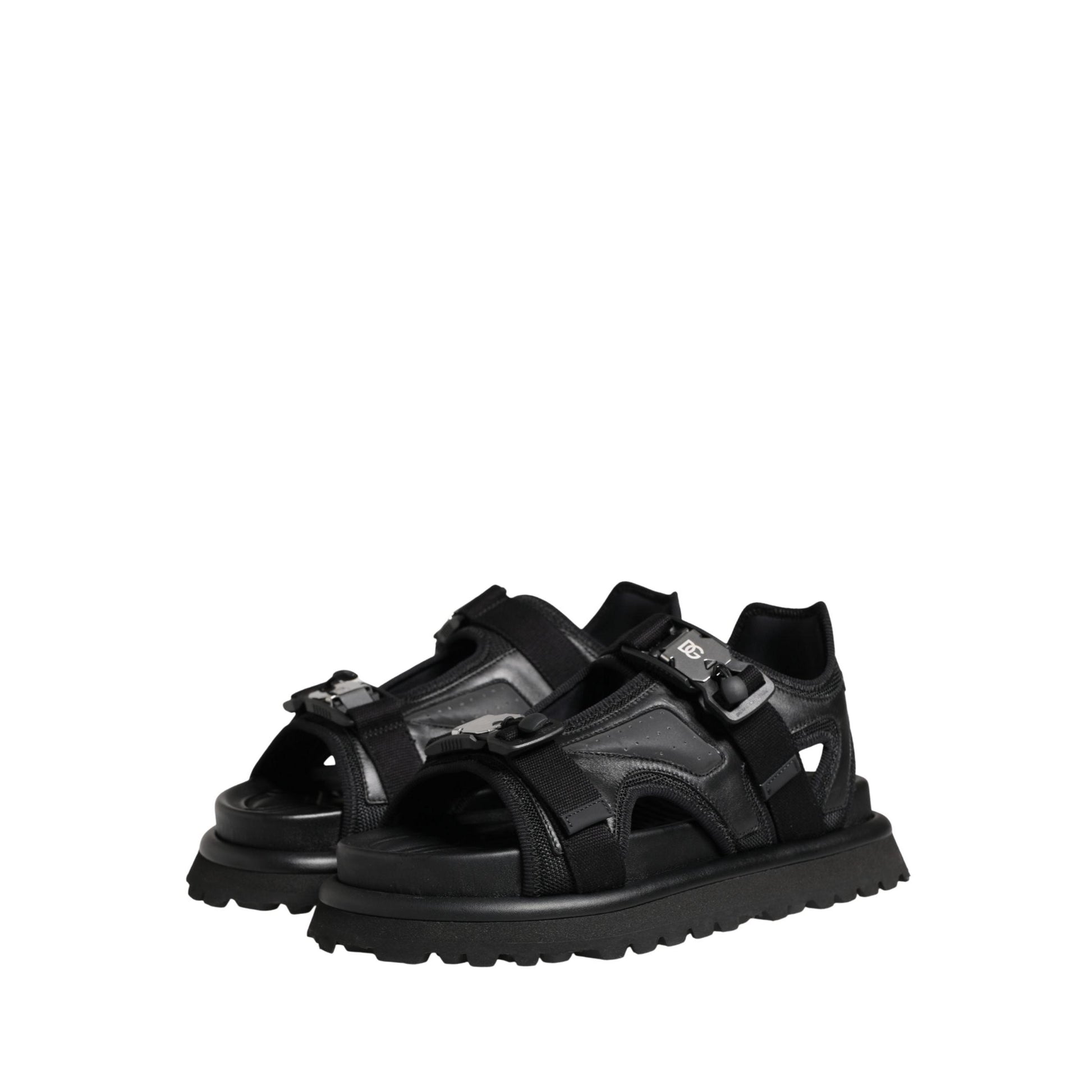 Dolce & Gabbana Black Logo Detailed Men Chunky Sandals Shoes