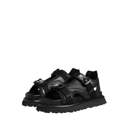 Dolce & Gabbana Black Logo Detailed Men Chunky Sandals Shoes