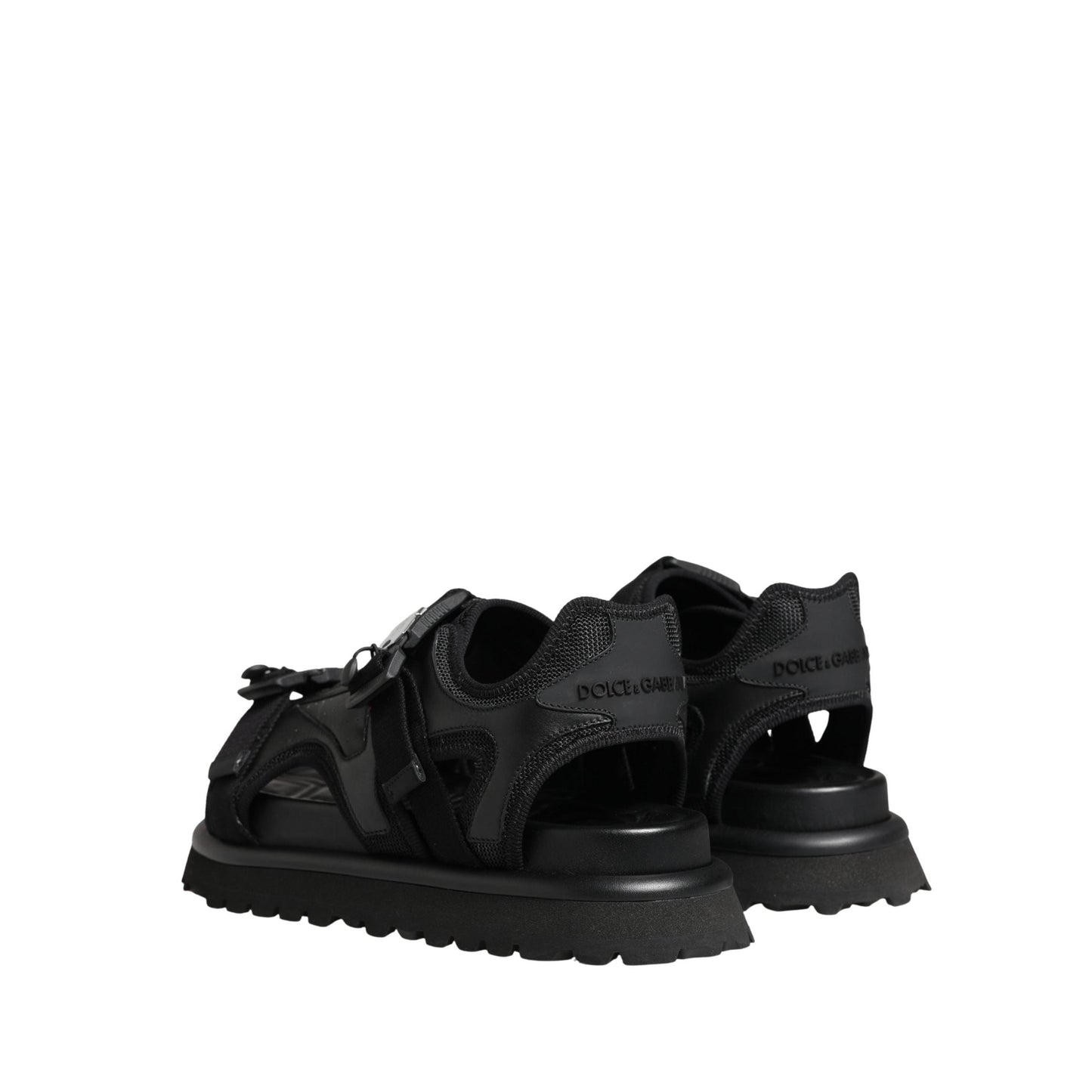 Dolce & Gabbana Black Logo Detailed Men Chunky Sandals Shoes