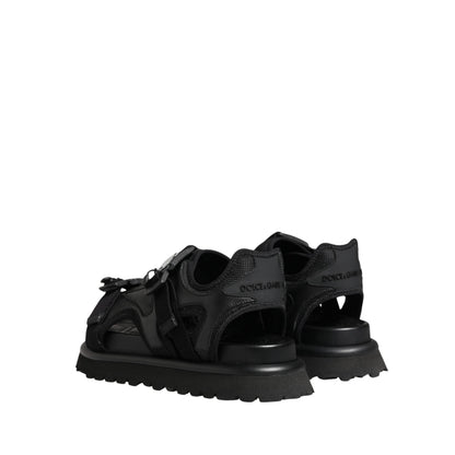 Dolce & Gabbana Black Logo Detailed Men Chunky Sandals Shoes