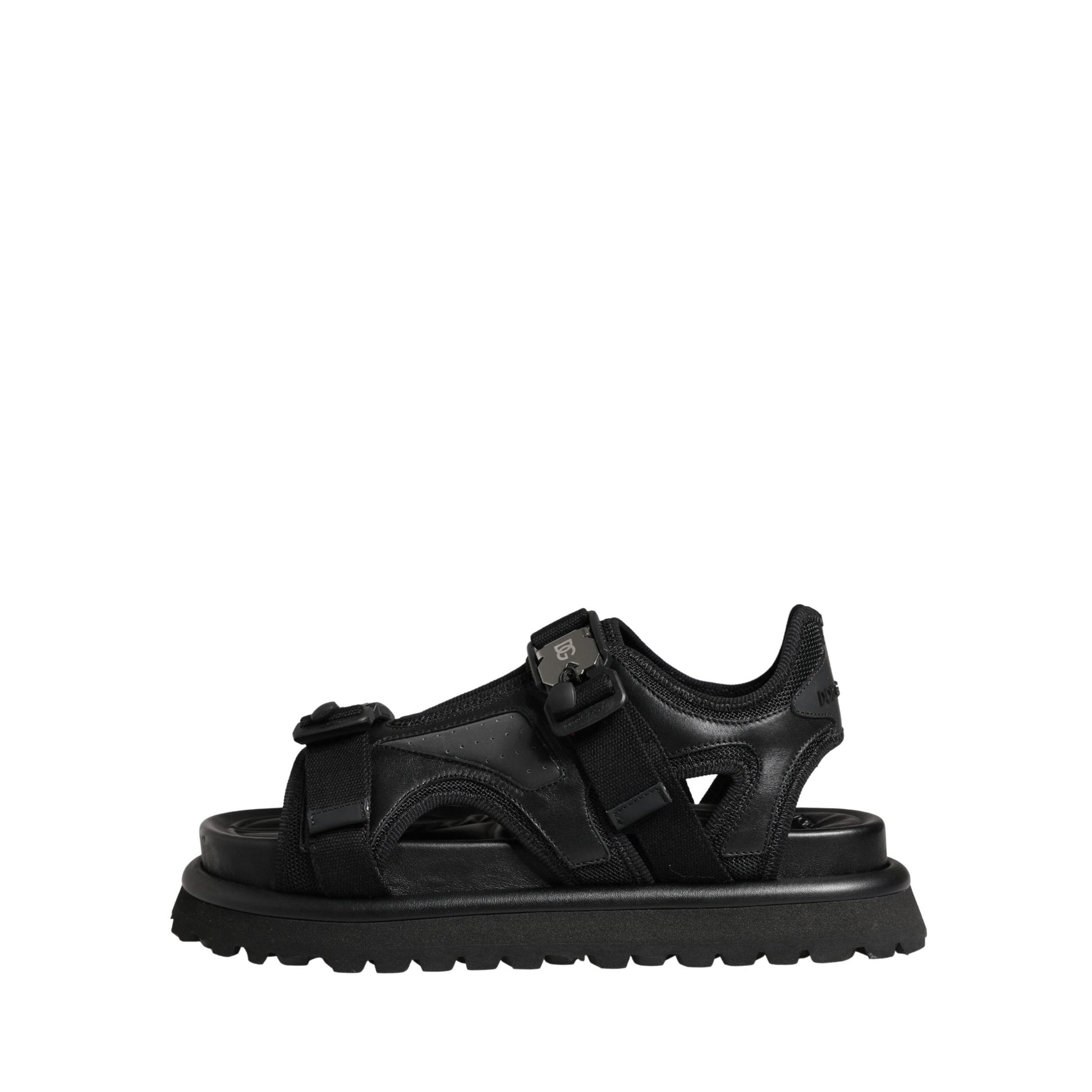 Dolce & Gabbana Black Logo Detailed Men Chunky Sandals Shoes