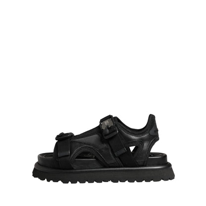 Dolce & Gabbana Black Logo Detailed Men Chunky Sandals Shoes