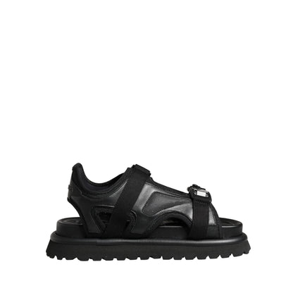 Dolce & Gabbana Black Logo Detailed Men Chunky Sandals Shoes