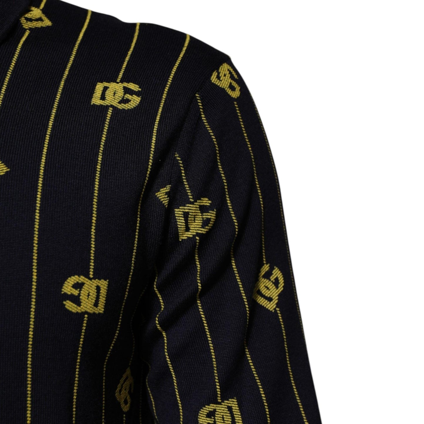 Dolce & Gabbana Black Logo Jacquard Knitted Polo Shirt T-shirt