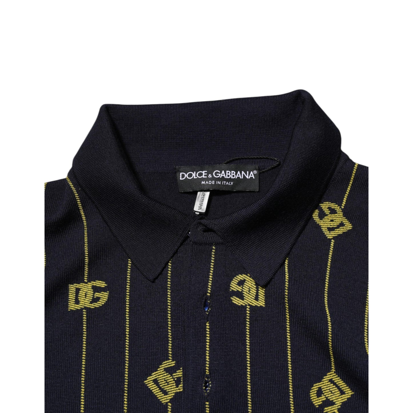 Dolce & Gabbana Black Logo Jacquard Knitted Polo Shirt T-shirt